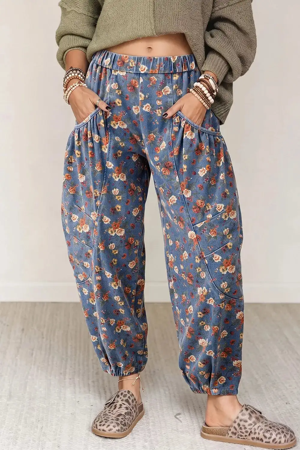 Floral Print Relaxed Fit Jeans - Ehc