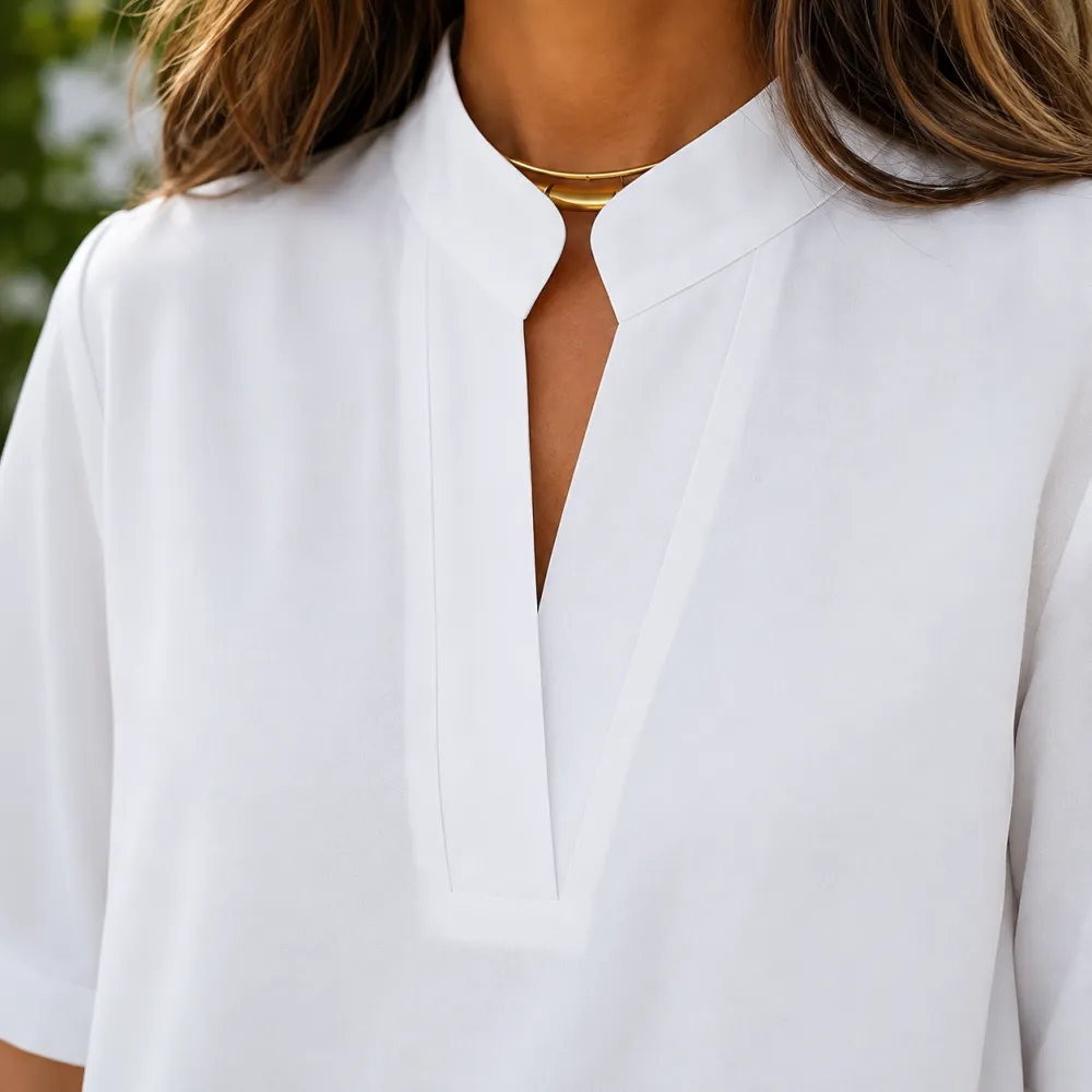 Split-Neck Flowing Blouse