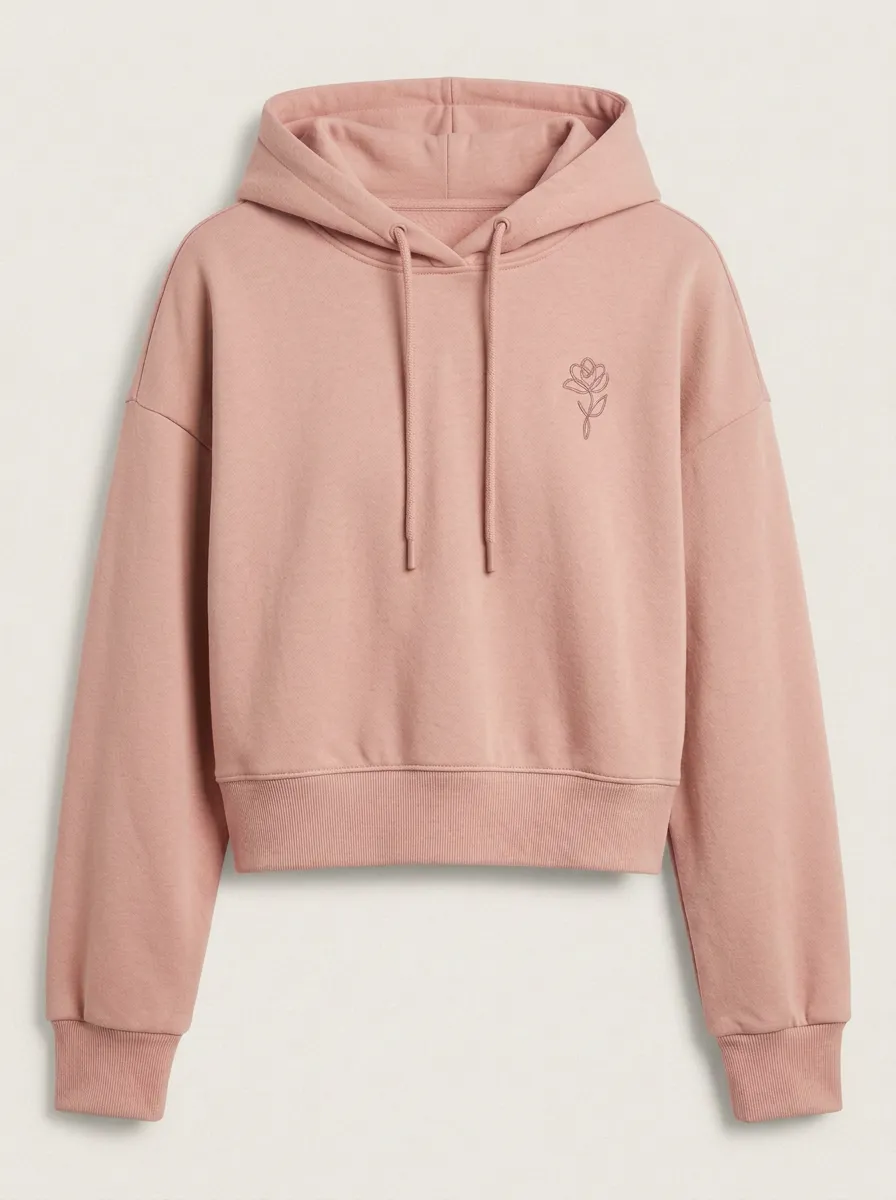 Women's Minimalist Floral Rose Line Art Printed Hoodie