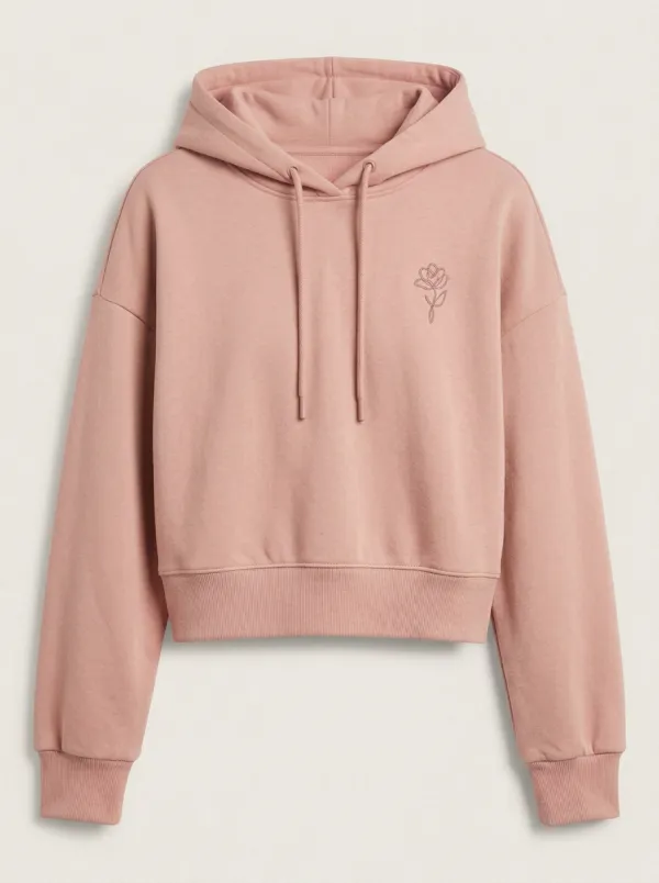 Women's Minimalist Floral Rose Line Art Printed Hoodie