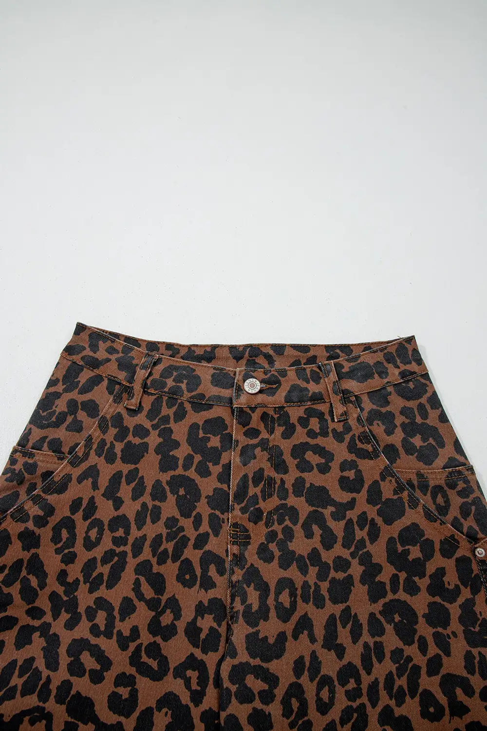 Women's Clear Seam Detail Patchwork Leopard Print Barrel Jeans