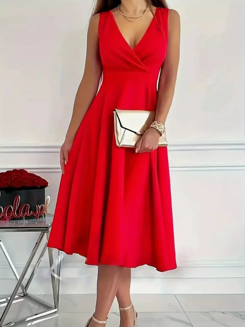 Modern A Line Sleeveless Midi Dress