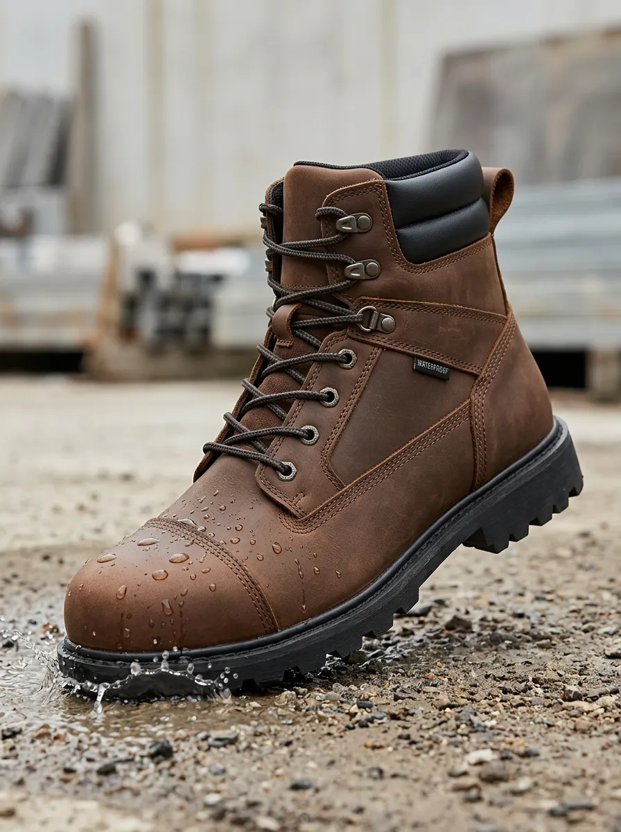 Task-Ready Leather-Look Men's Waterproof Work Boots