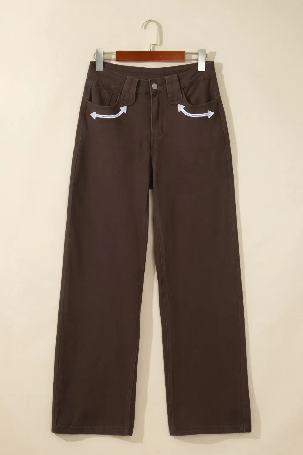 Women's Western Colorblock Pockets Button Fly Decorative Belt Loops Straight Leg Jeans
