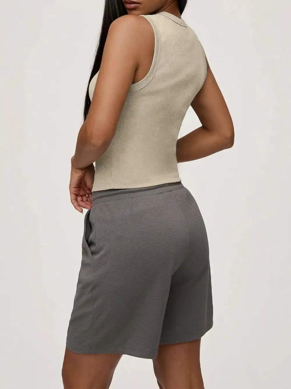 Ribbed Button Front Sleeveless Tank