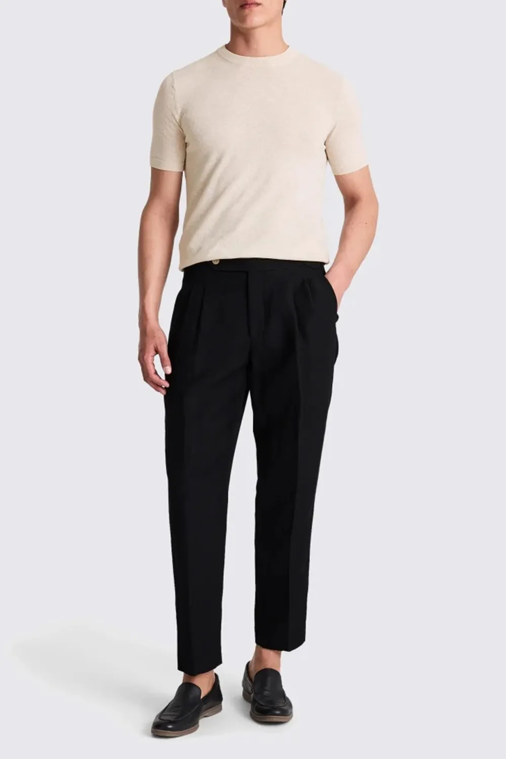 Men's Black Linen-Blend T-Shirt