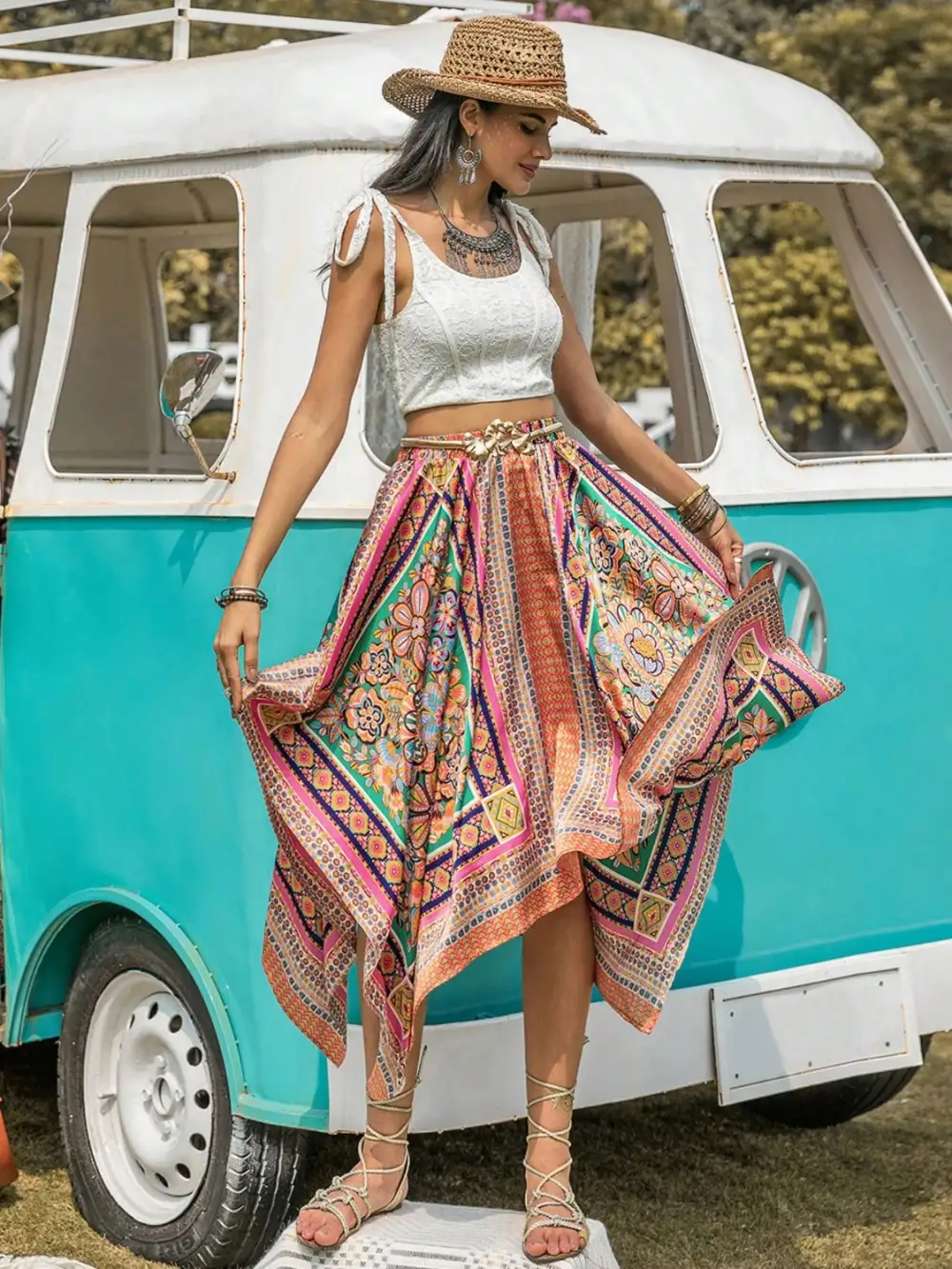 Easy Clean Printed Skirt