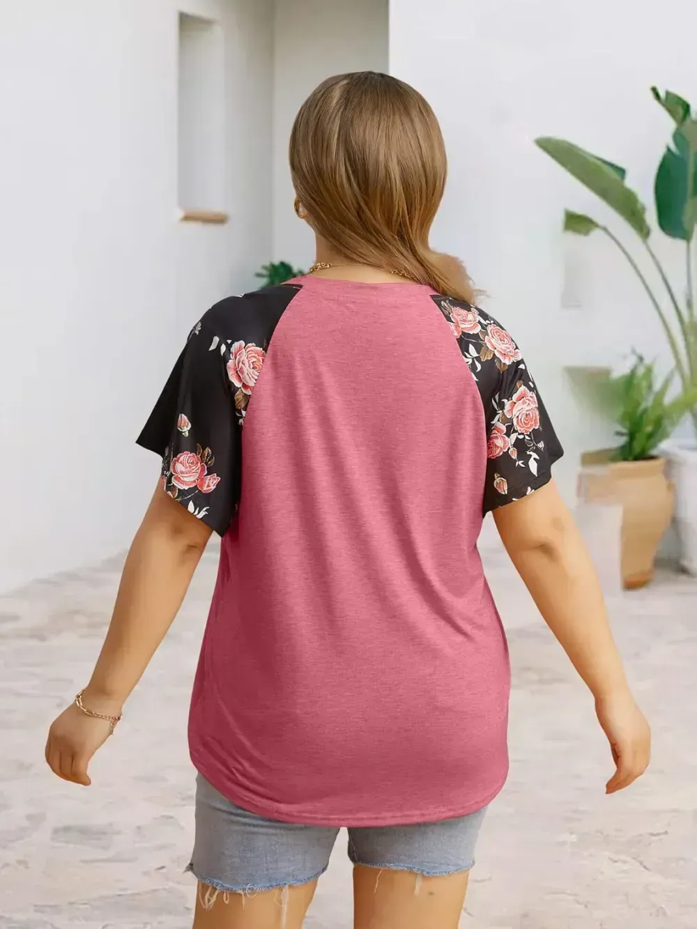 HDLTE Womens Plus Size Tops Floral Bell Sleeves Blouses Summer Crewneck Tunic Loose Casual T Shirts