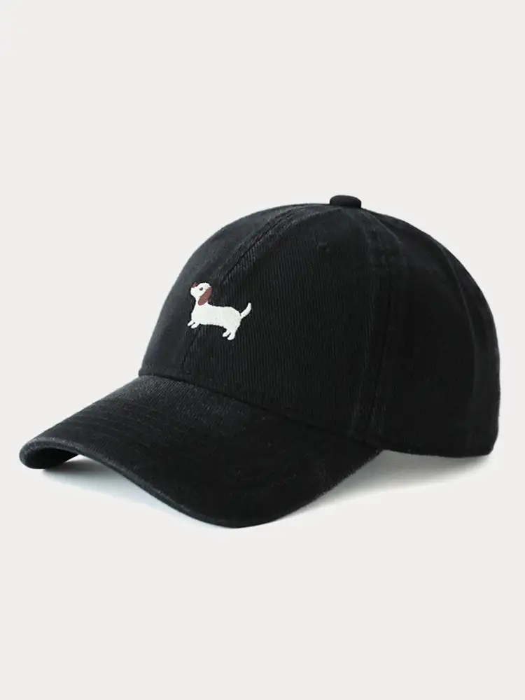Casual Embroidered Sausage Dog Cotton Baseball Cap