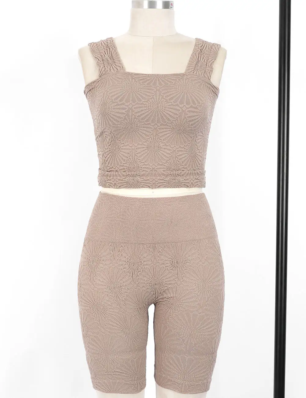 Pattern Square Neck Crop Tank Top