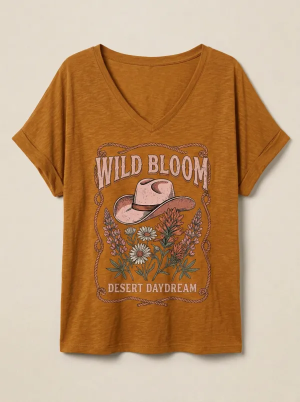 Floral Western Women's V-Neck T-Shirt