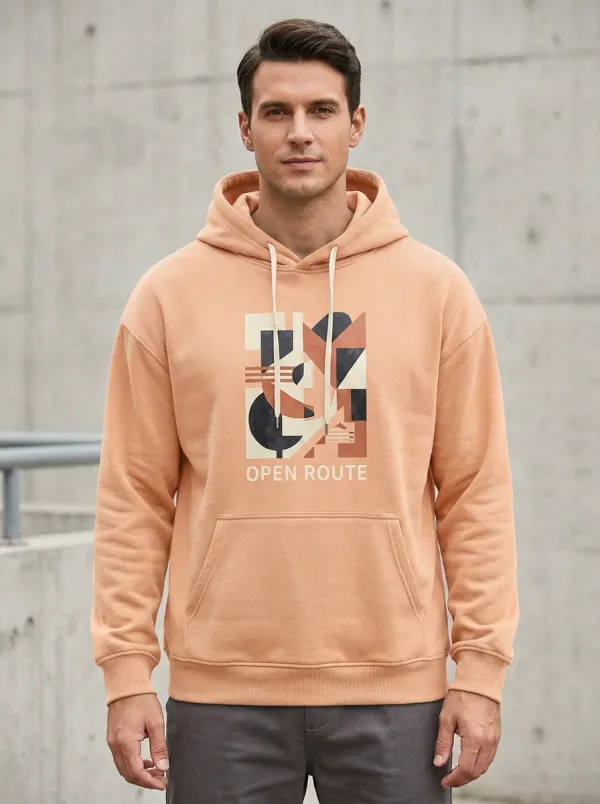 Men's Casual Open Route Geometric Abstract Print Hoodie