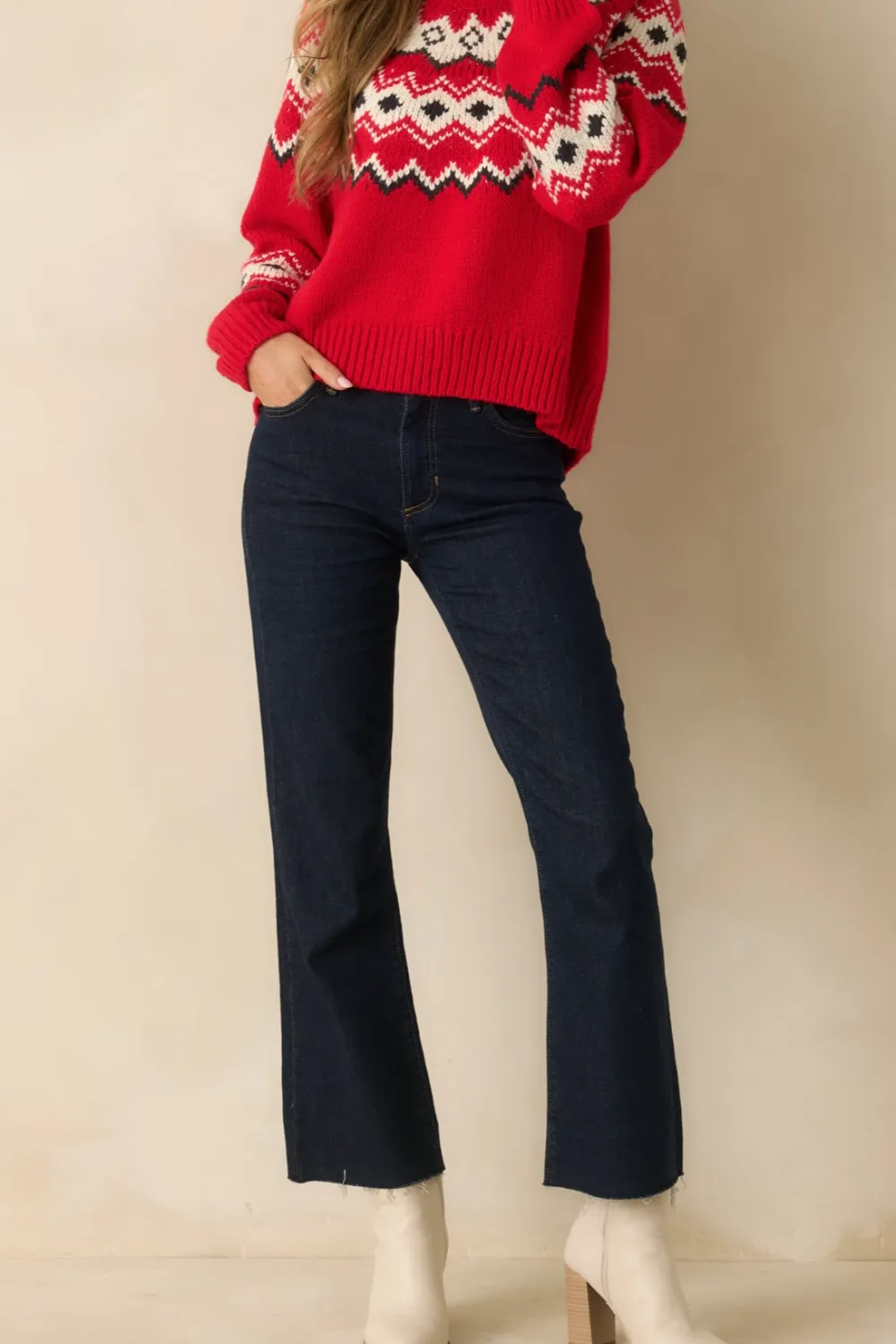 Curve Dark Wash Cropped Flare Jeans