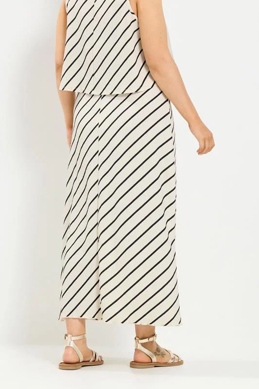Cream Stripe Maxi Skirt detail 2