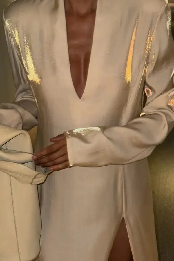 Refined Long Sleeve And Slit Maxi Skirt Set