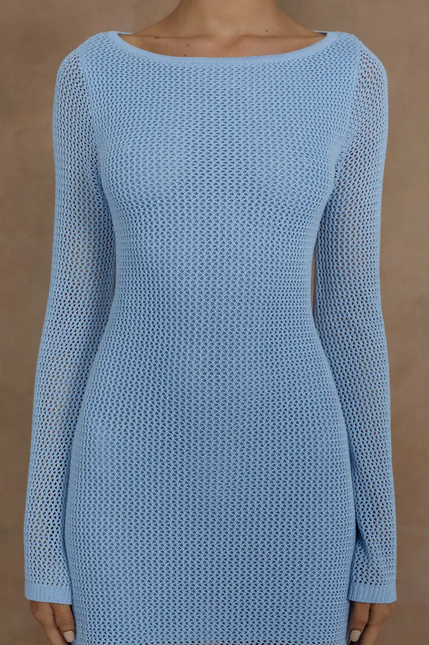 Bell Sleeves Backless Knit Mini Dress