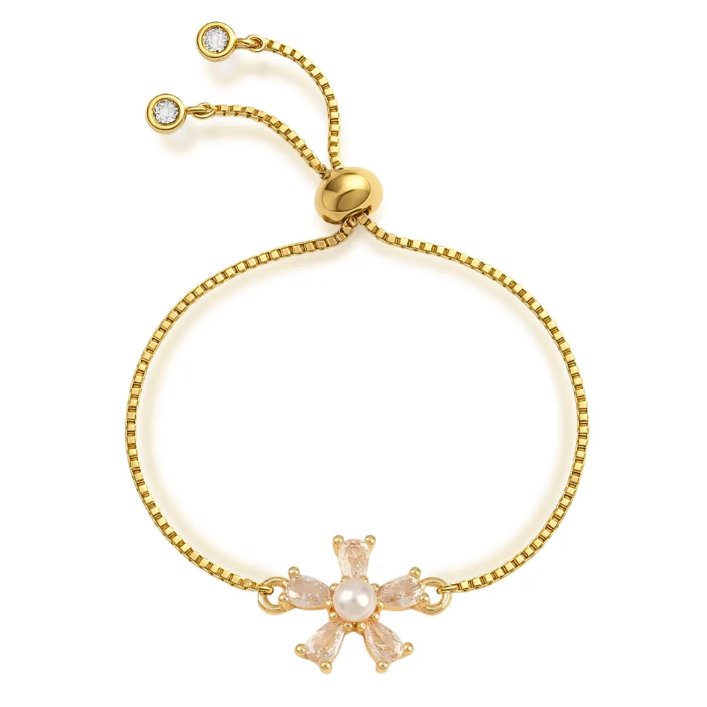 Sculpted Crystal Accent Adjustable Bracelet