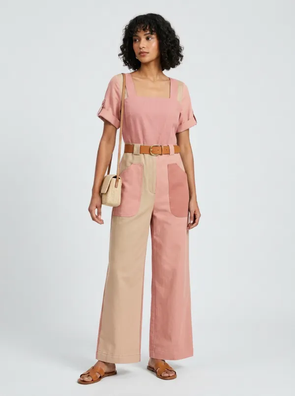 Women's Patchwork Colorblock Graphic Jumpsuit