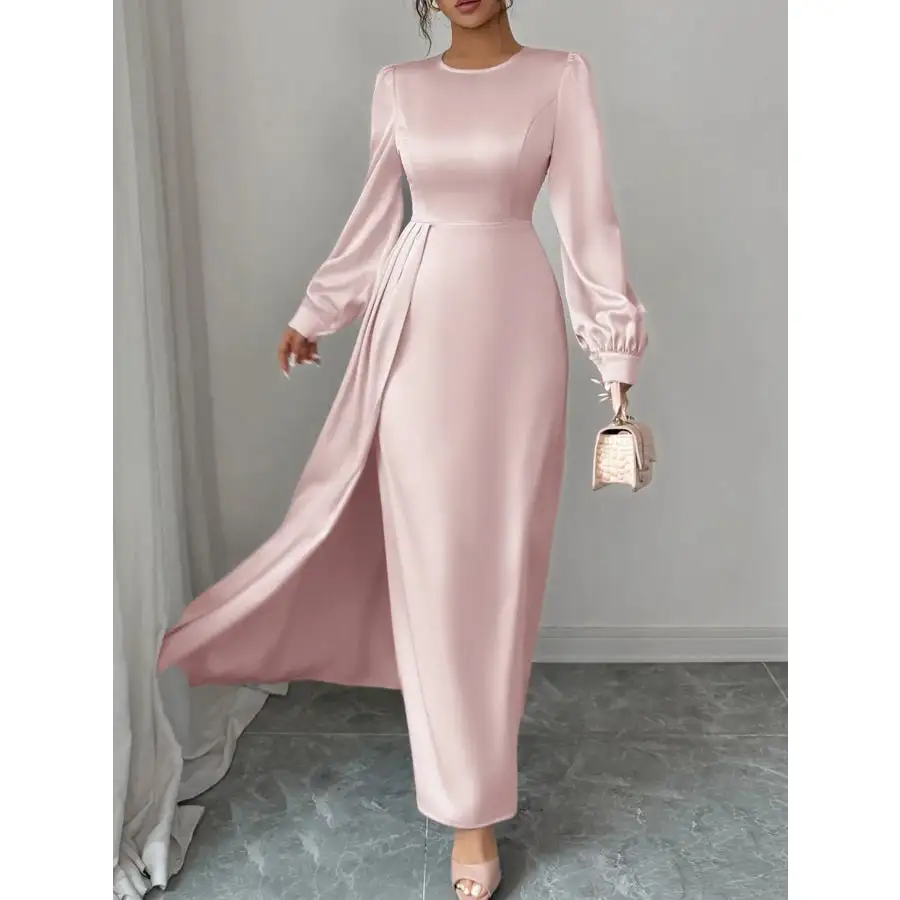 Satin Long Sleeve Maxi Dress