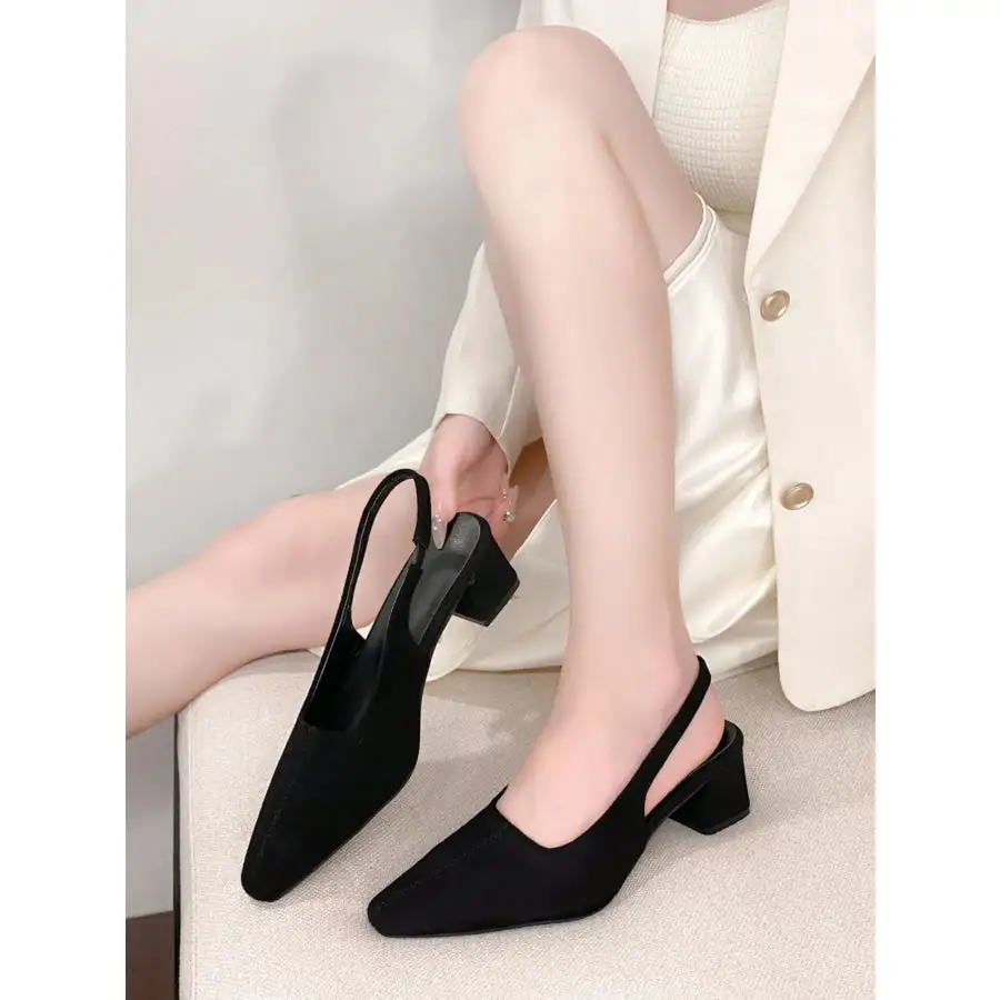 Point Toe Block Heel Pumps