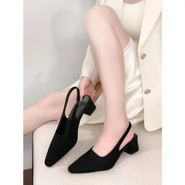 Point Toe Block Heel Pumps