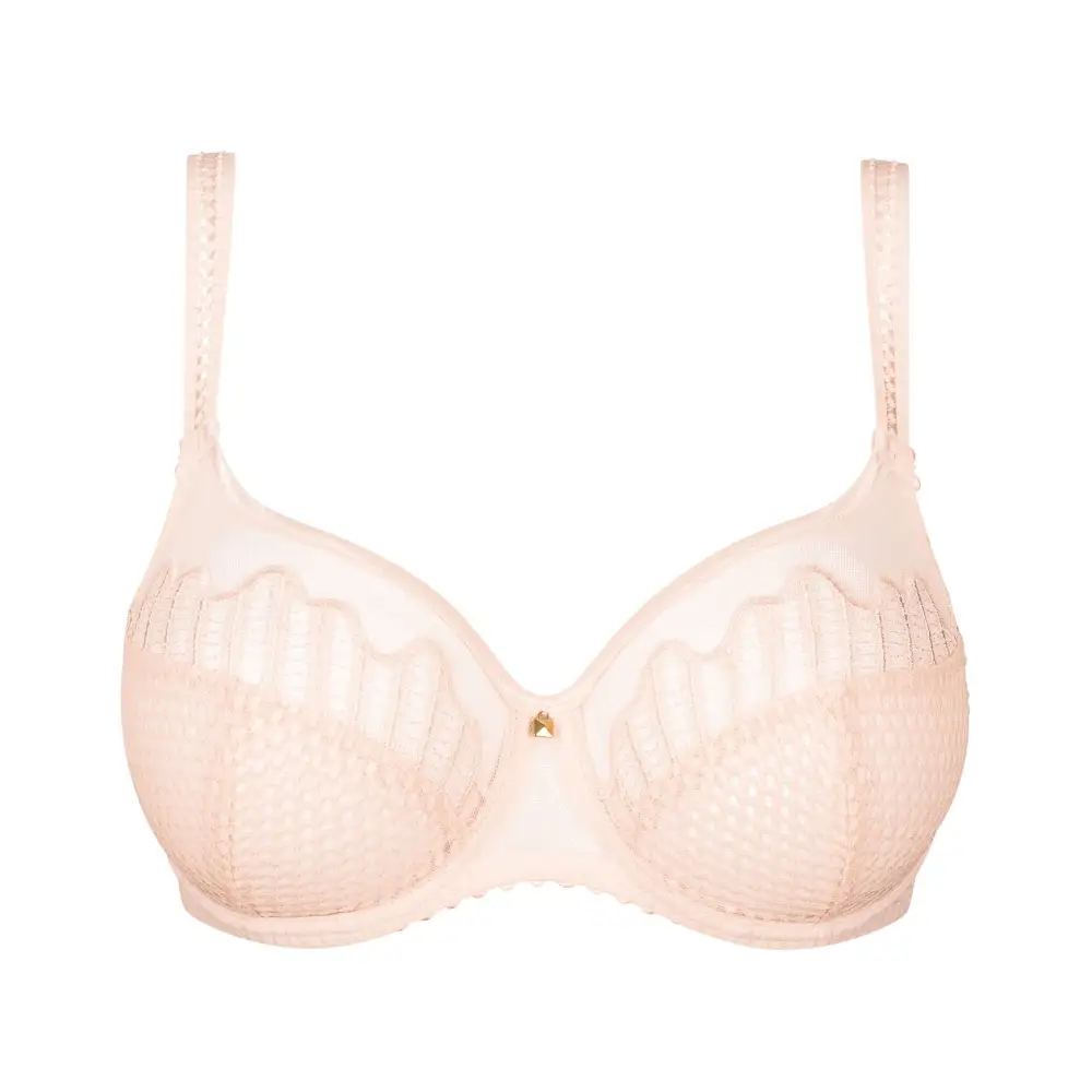 Women's Balconette Full Coverage Underwire Three-Part Cup Lace Embroidery Mesh Jacquard Bra