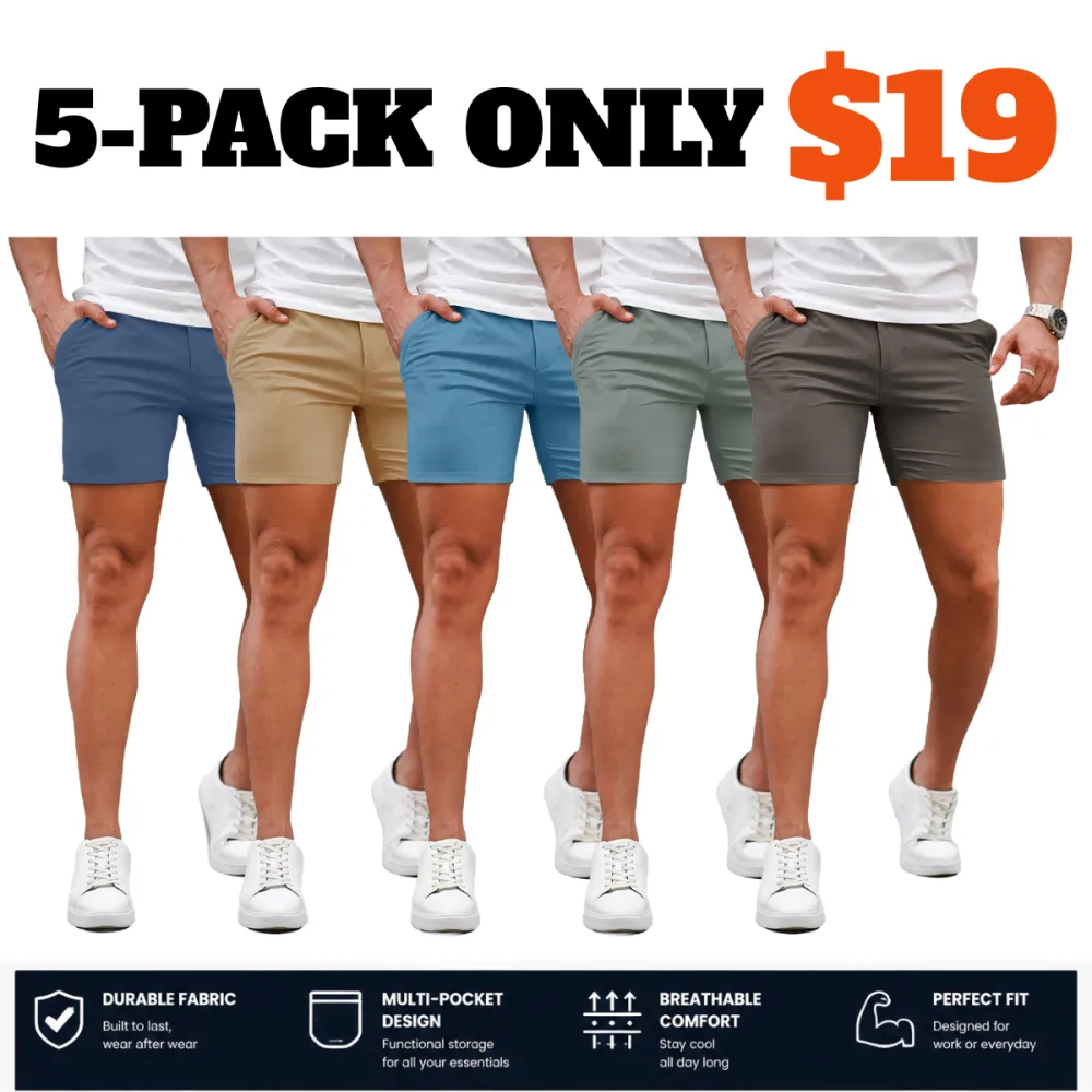 Men's 5 Inch Casual Stretch Slim Fit Chino Shorts
