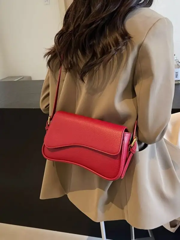 Solid Faux Leather Crossbody Bag