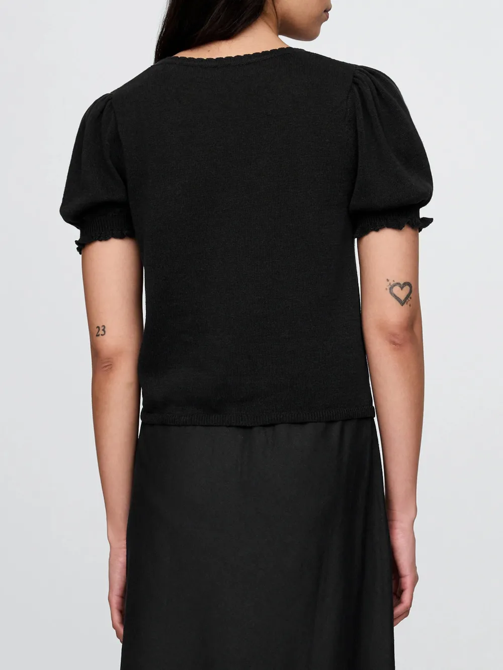 Bubble Sleeve Short Sleeved Sweater