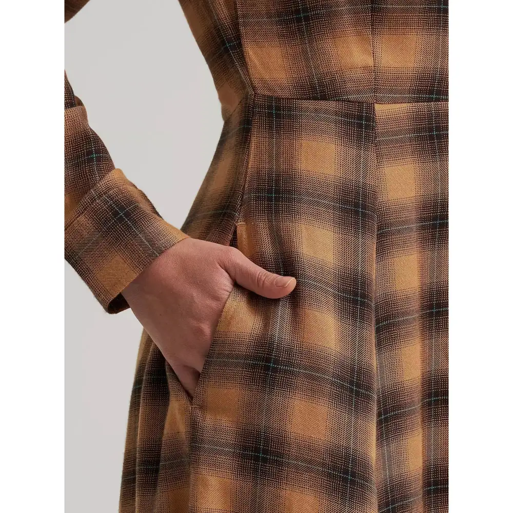 Rayon Long Sleeve Snap Front Maxi Dress