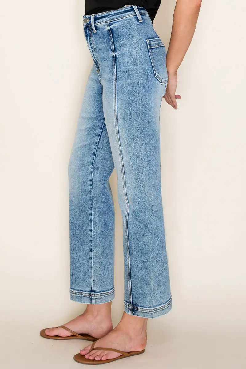 High Rise Cropped Straight Jeans