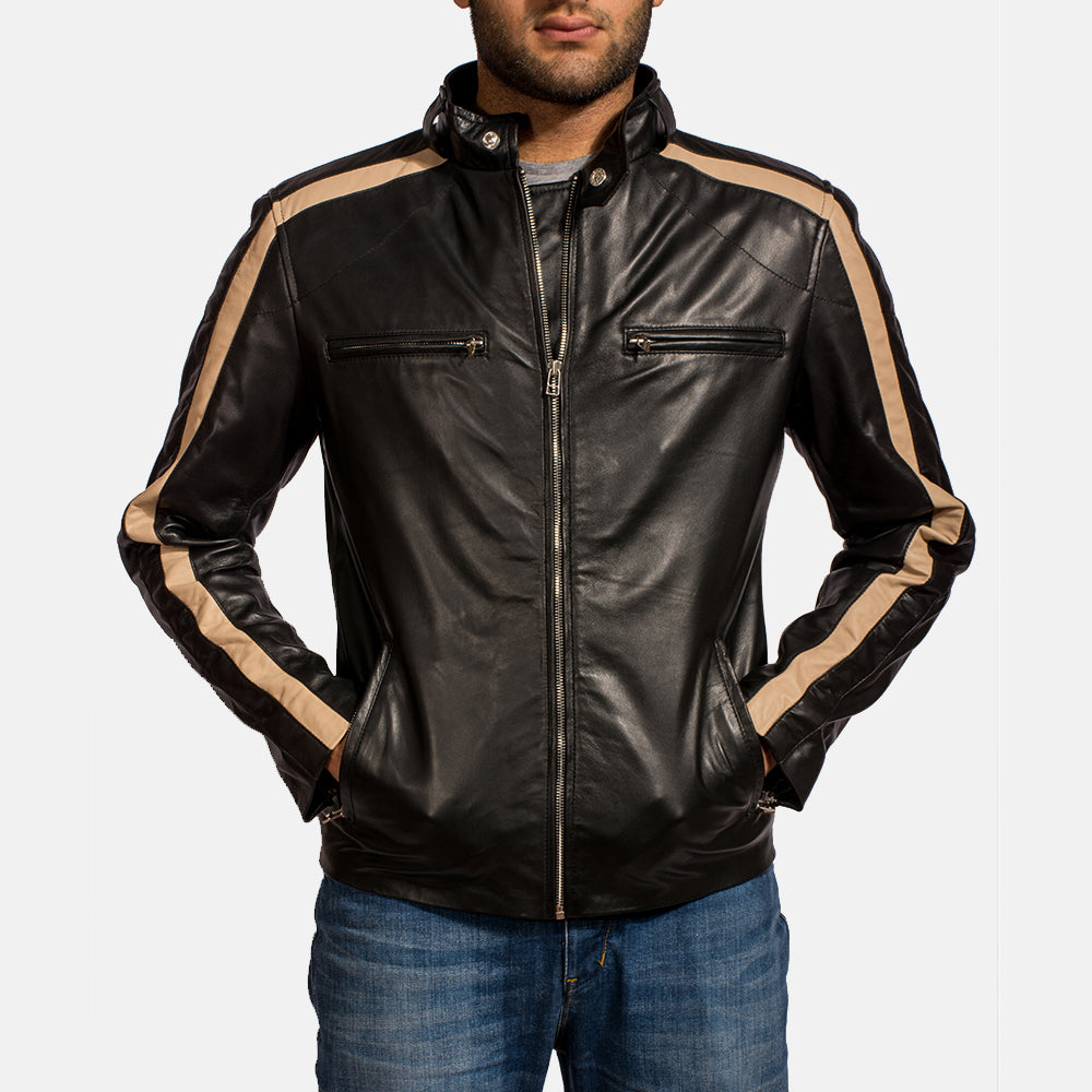 Men's Classic Clean Line Biker Leather Jacket