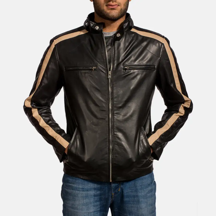 Men's Classic Clean Line Biker Leather Jacket