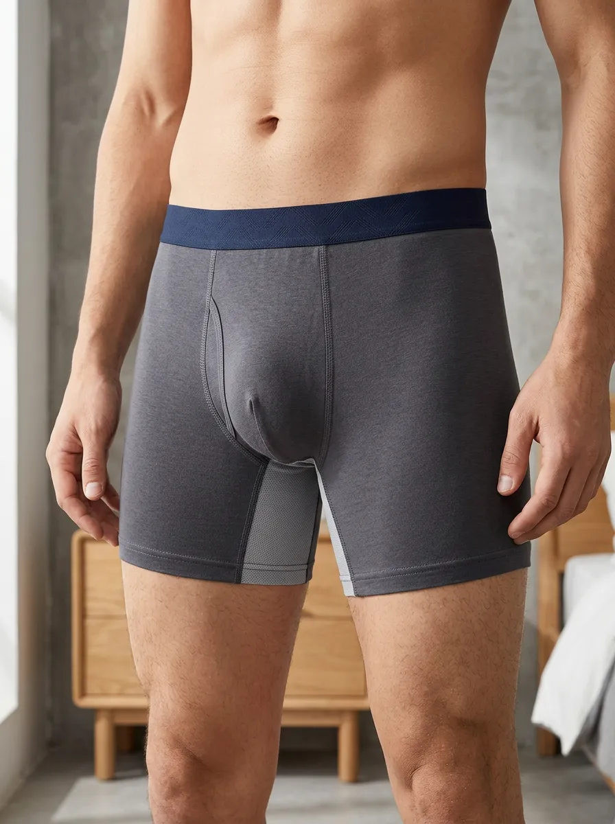 Breathable-Look Mesh-Panel Mesh Athletic-Comfort Finish Men's Boxer Briefs