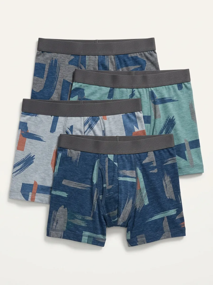 Easy-Wear Printed Patterned Collection Men's Four Pack Boxer Briefs