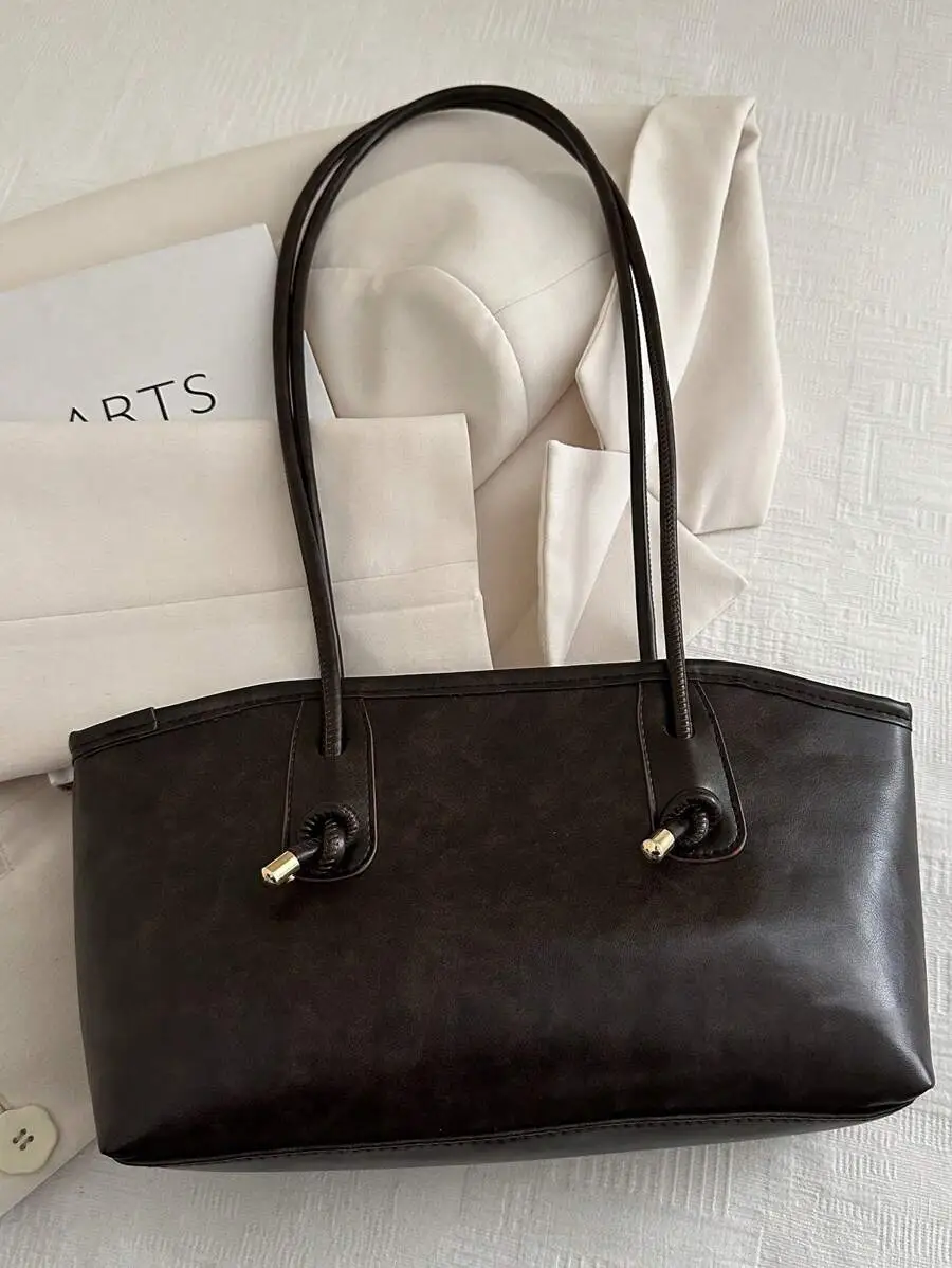 Urban Sport: Letter-Print PU Leather Bowling Bag