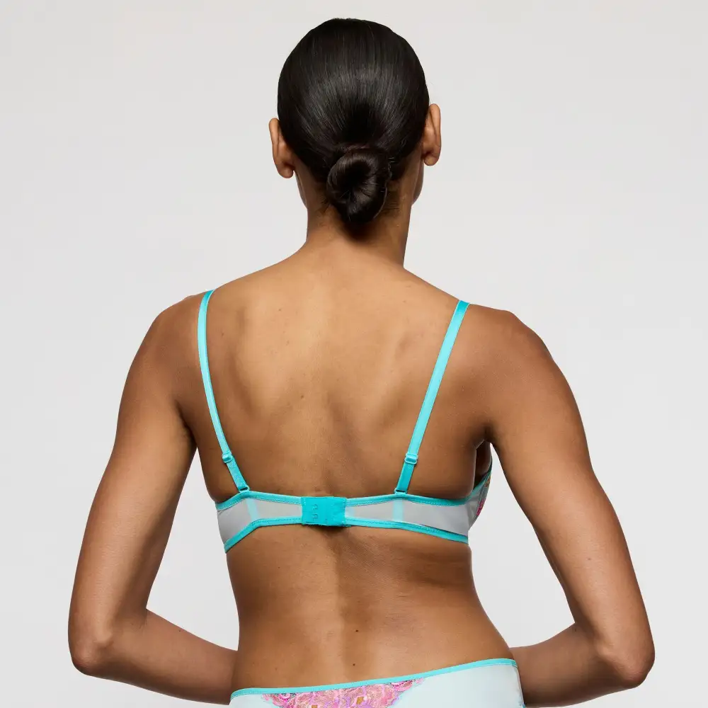 Women's Push-Up Padded Adjustable Straps Floral Detail Bra