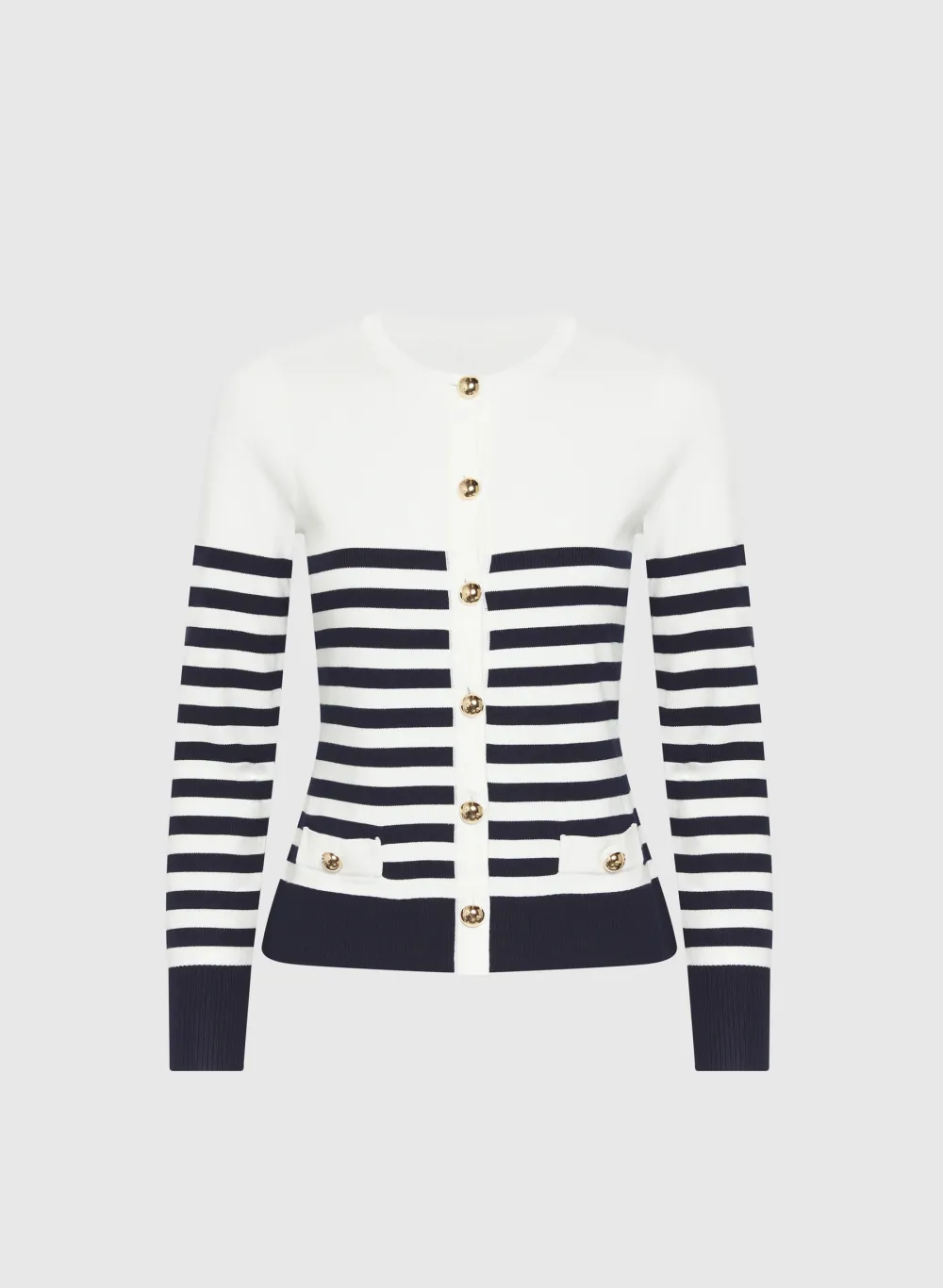 Striped Button-Knit Cardigan