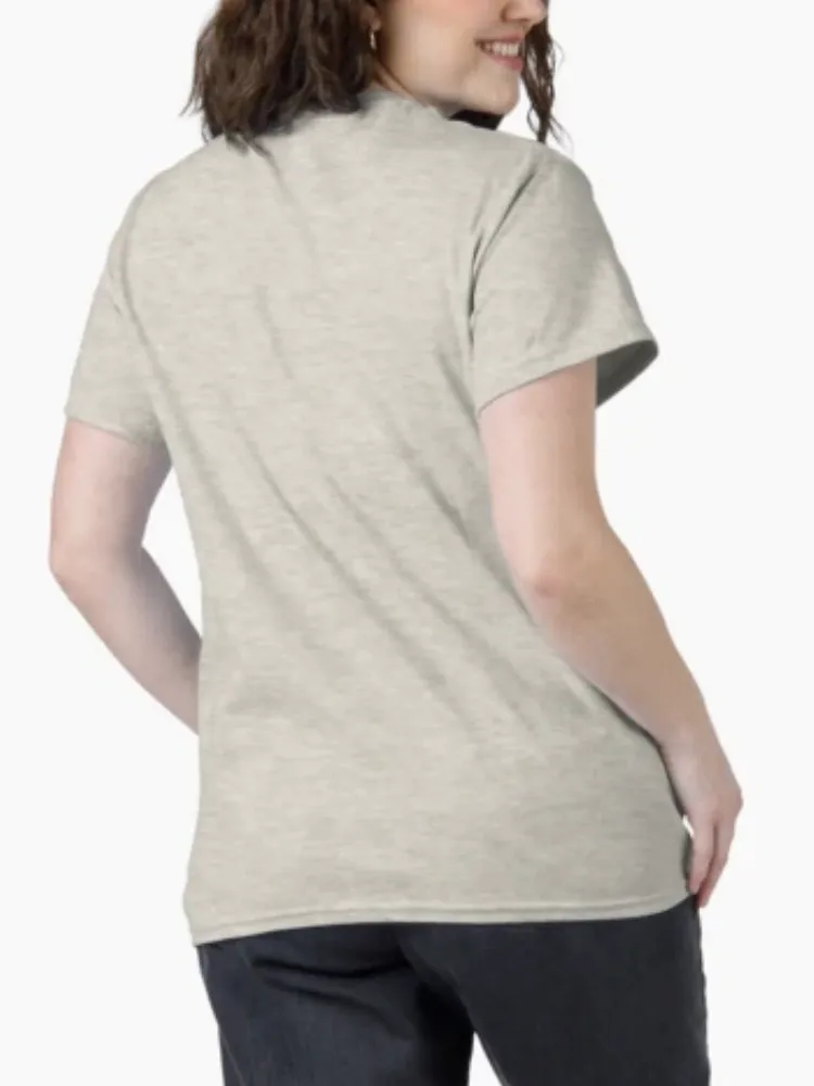 Women's Delicate Black Floral Pattern Print Crew Neck Short-Sleeve T-Shirt