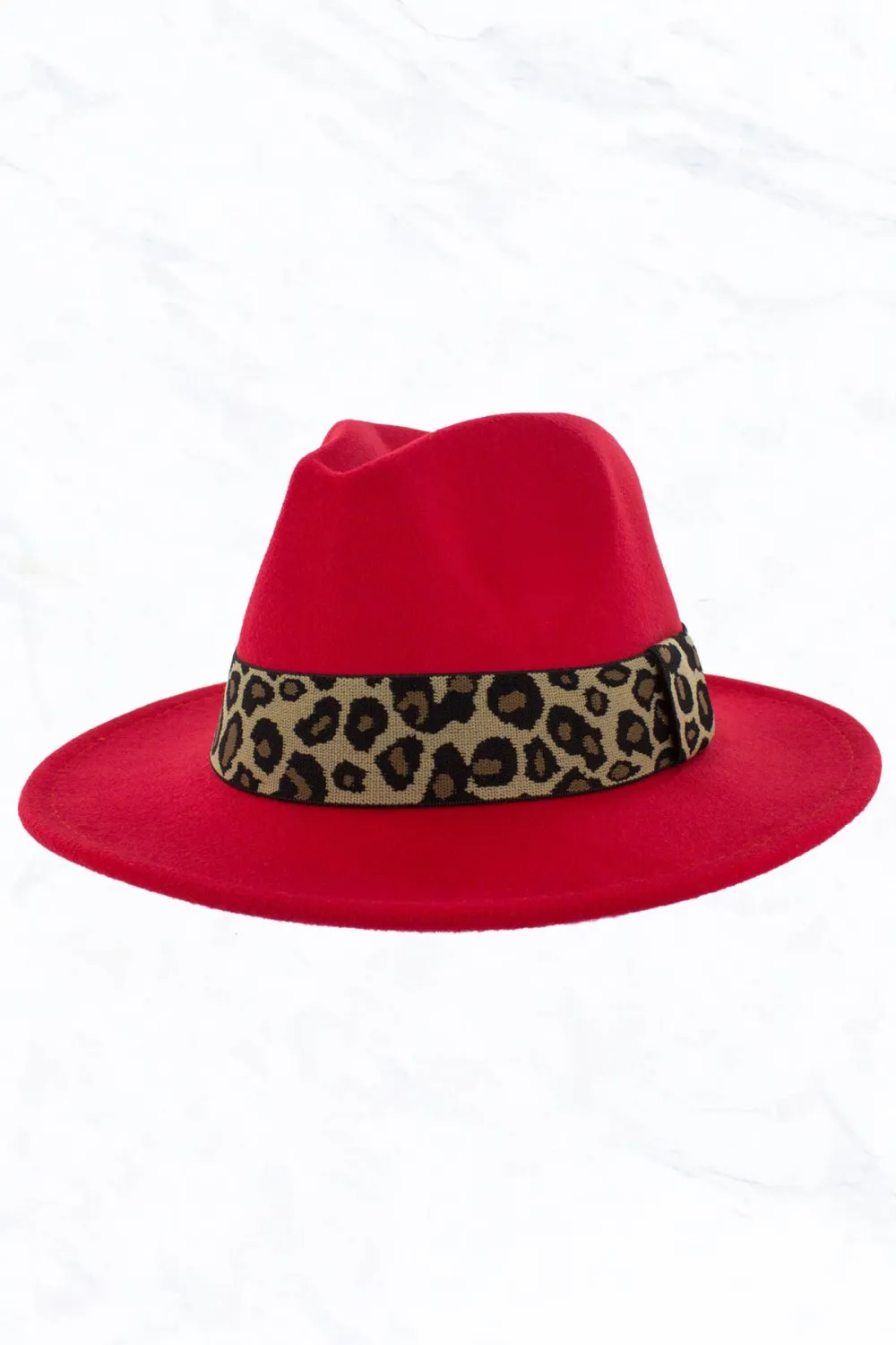 Retro Flat Big Brim Fedora Jazz Hat Wide Leopard Belt
