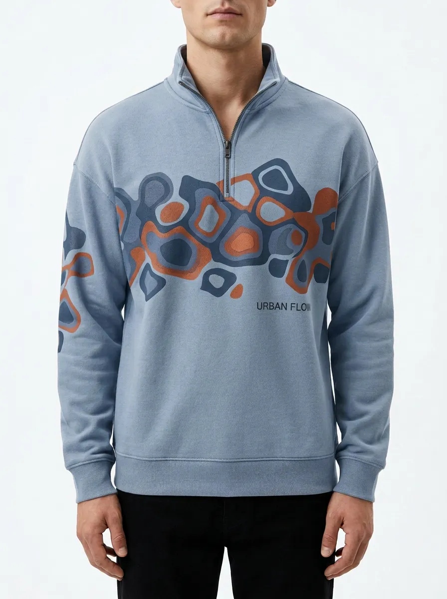 Casual Half-Zip Abstract Men's Half-Zip Sweatshirt