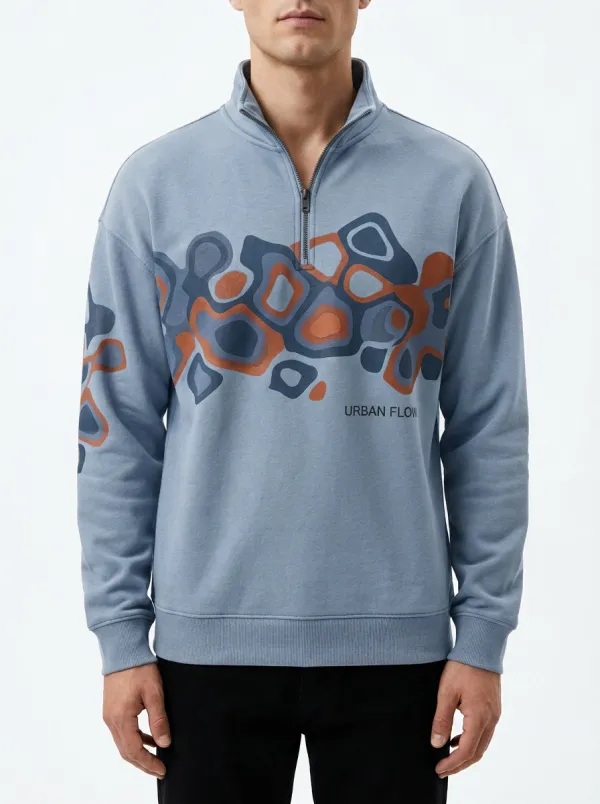 Casual Half-Zip Abstract Men's Half-Zip Sweatshirt