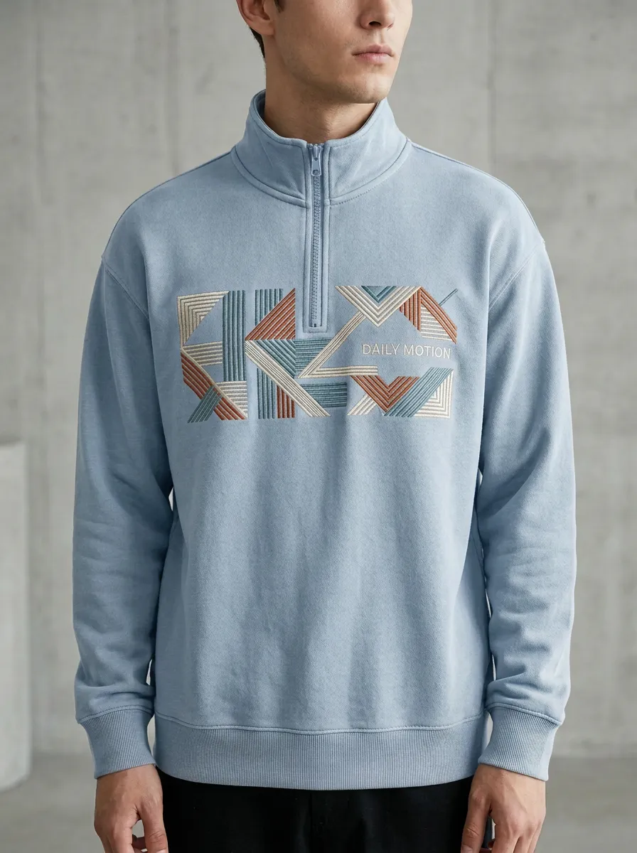Abstract Half-Zip Geometric Men's Half-Zip Sweatshirt