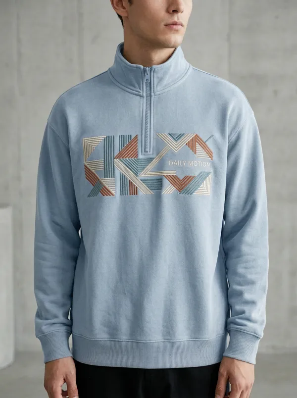 Abstract Half-Zip Geometric Men's Half-Zip Sweatshirt