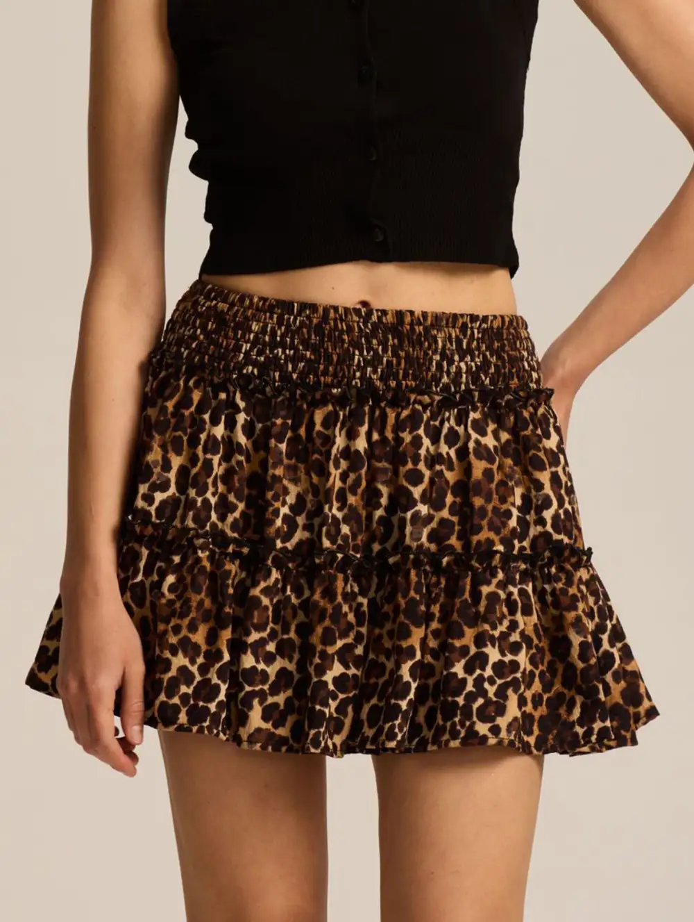 Elastic Waist Midi Skirt
