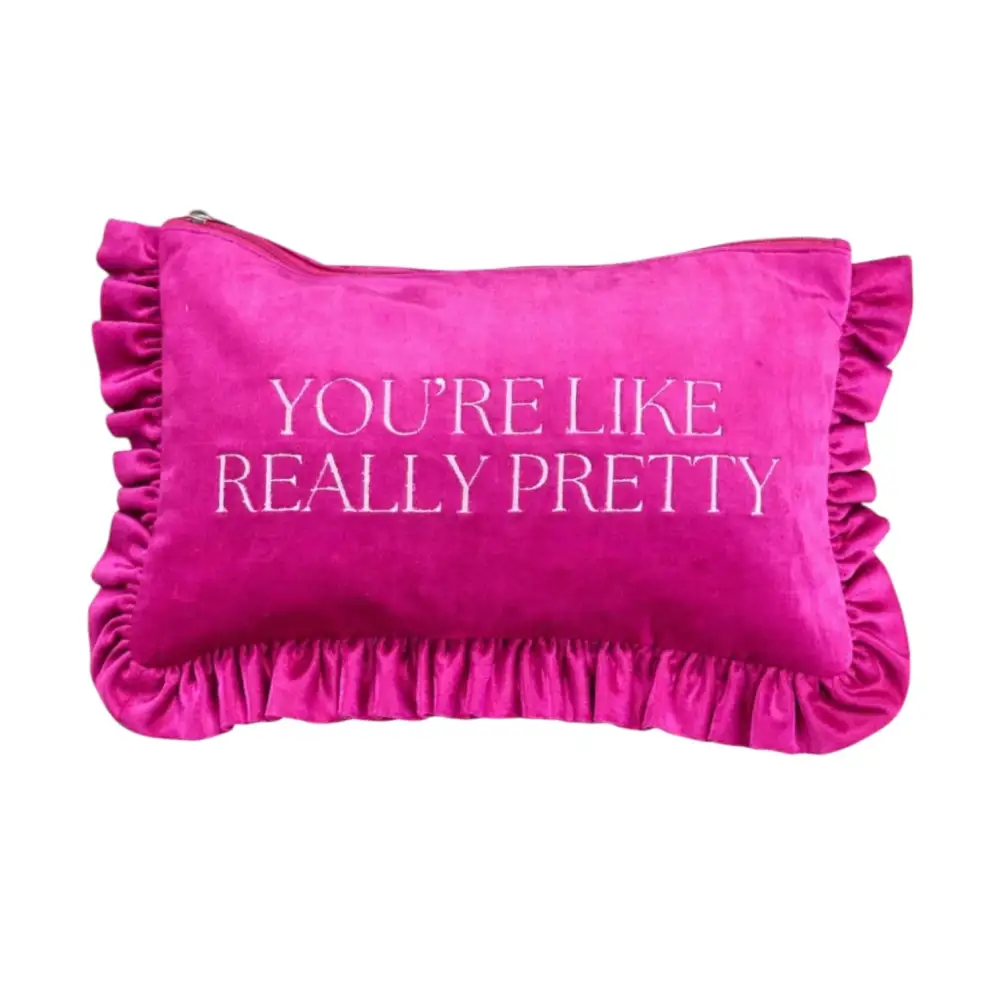 You're Like Really Pretty Ruffle Velvet Pouch
