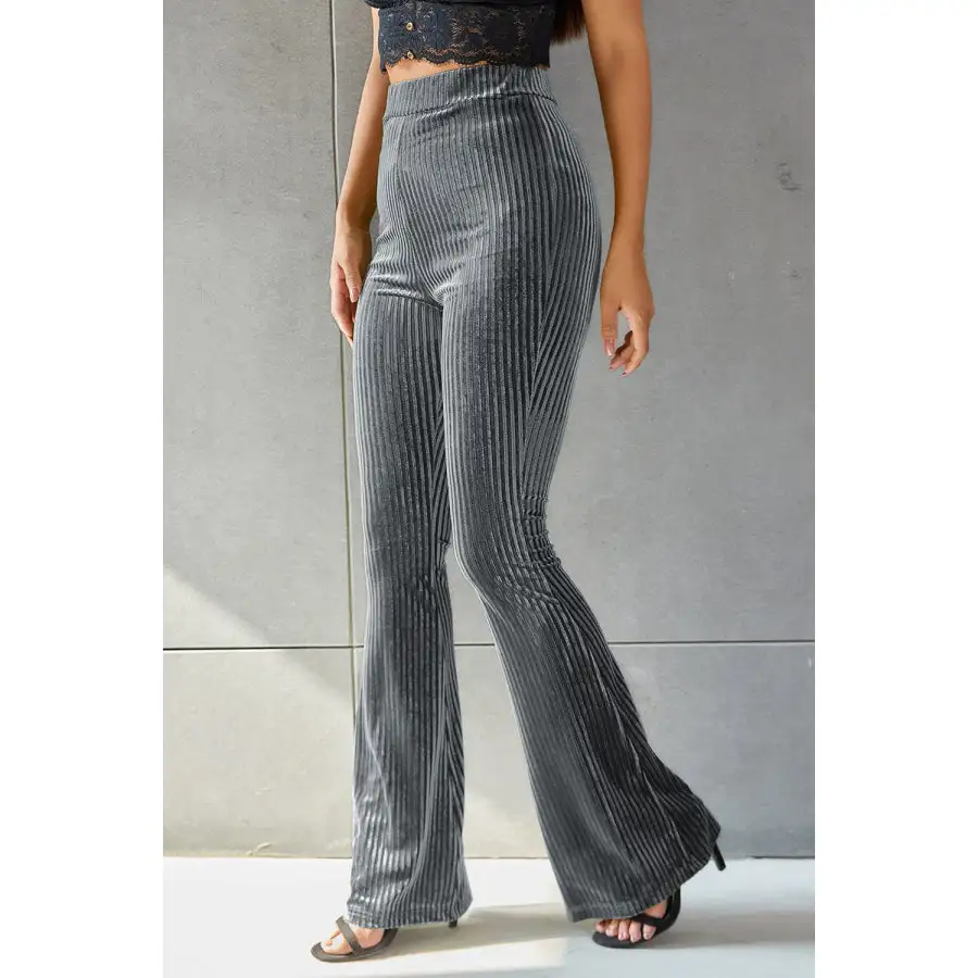Ribbed High Waist Flare Pants