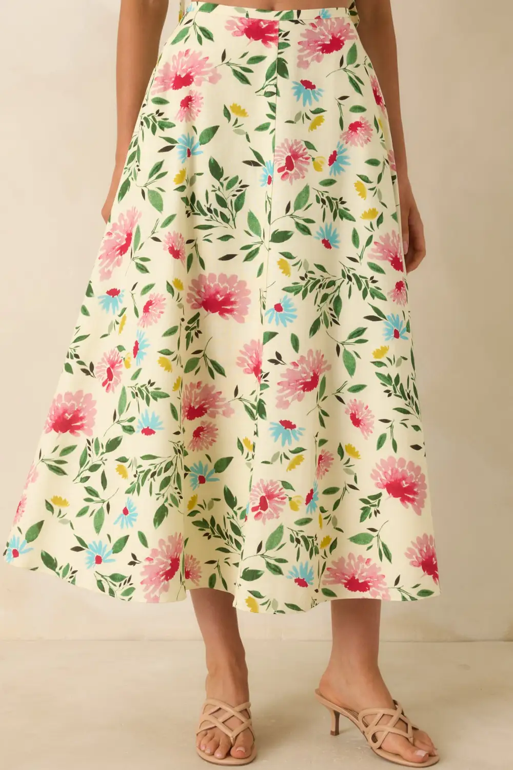 Multicolor Floral Midi Skirt
