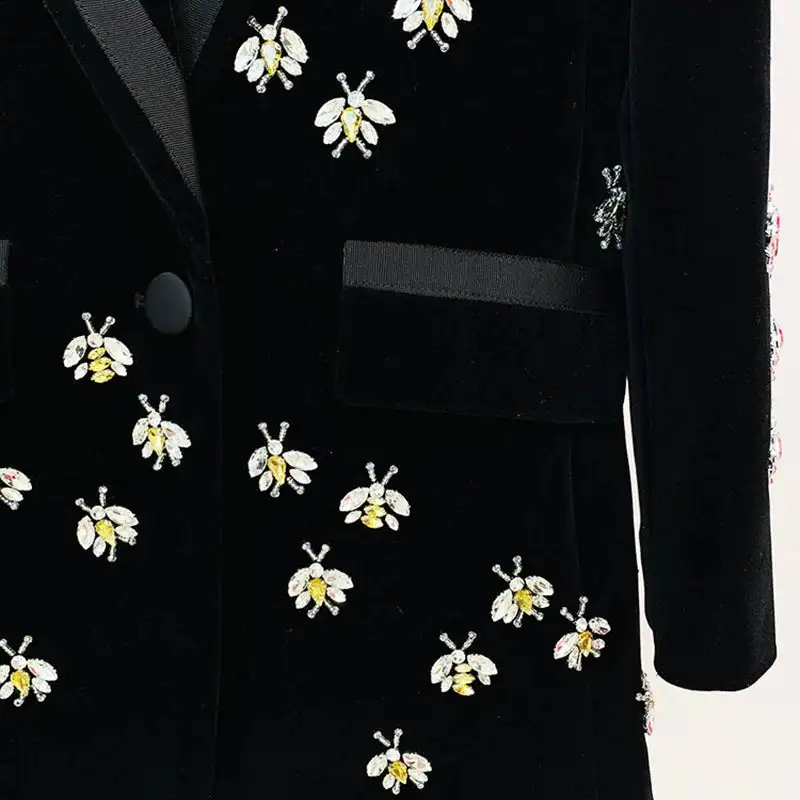 Beaded Velvet Embellished Blazer