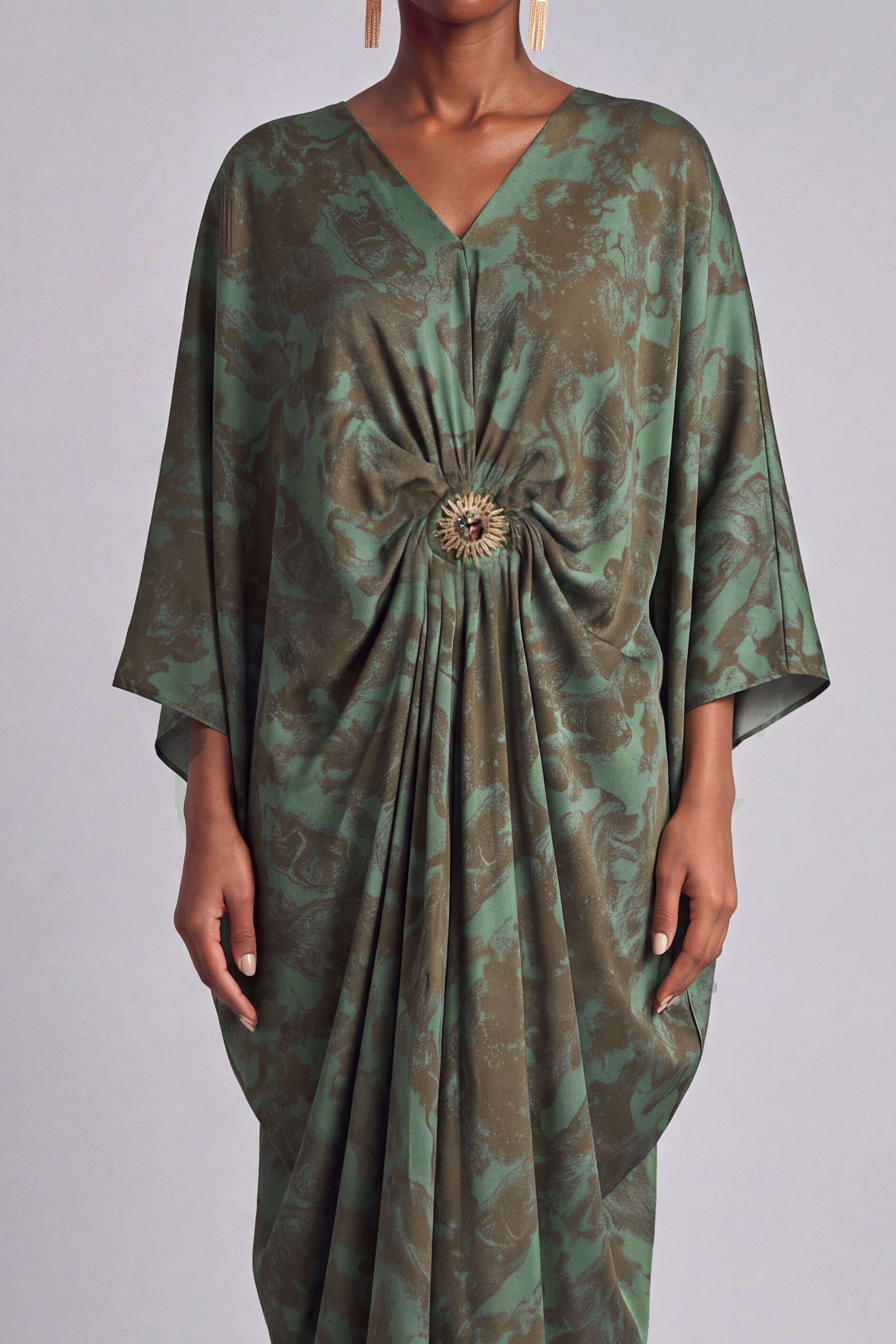 Batwing Sleeve Printed Maxi Dress